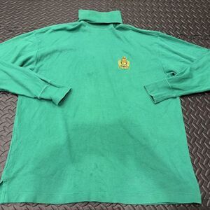 Ultra Rare VTG Ralph Lauren 90s Green Turtleneck Medium Rugby Polo OG Crest Logo